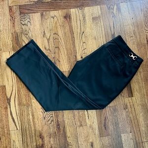 Black Cropped Ankle Trousers with Gold Metal Accents